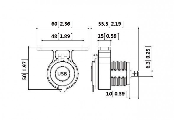 Разъем USB 5В 3.1А для крепления под приборную панель
