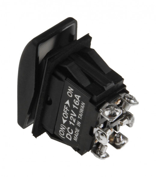 Переключатель трехпозиционный (ON)-OFF-ON 12 В/16А 6Р с подсветкой без фиксации 1 положения