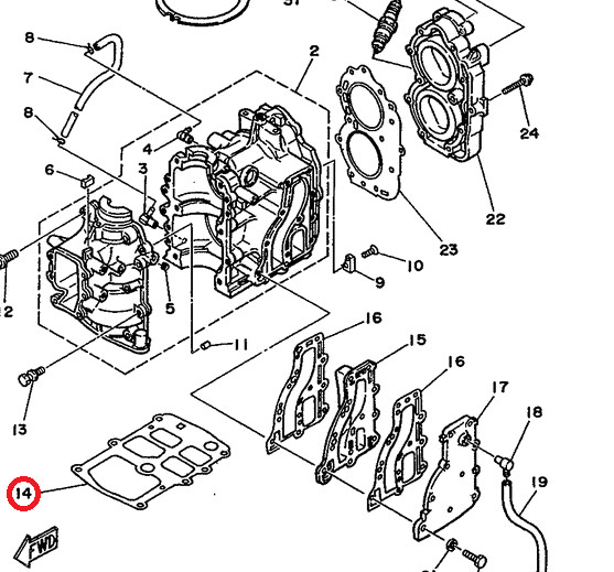 Прокладка под блок Yamaha 9,9-15 OLD (Osaka)