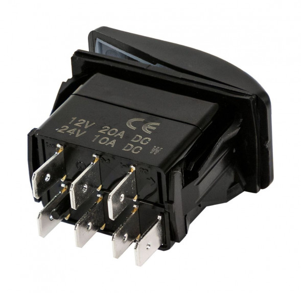 Переключатель двухпозиционный ON-ON 12В/20А 7р с подсветкой