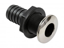 Разъем водосброса пластиковый с крышкой из нержавеющей стали под шланг 30 мм, черный