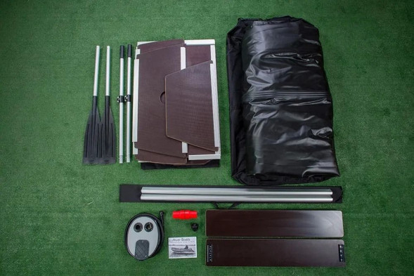 Надувная лодка ПВХ, RiverBoats RB 370, AL, черно-серый