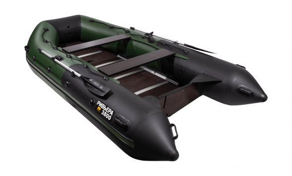 Надувная лодка ПВХ, Ривьера Максима 3800 СК Комби, зеленый/черный