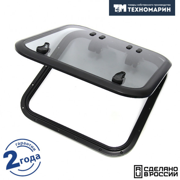 Люк палубный распашной Альбатрос 700x700 (черное исполнение)