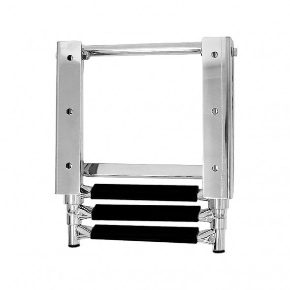 Трап телескопический выдвижной, 3 черных ступени (ширина 272 мм.) AISI 316