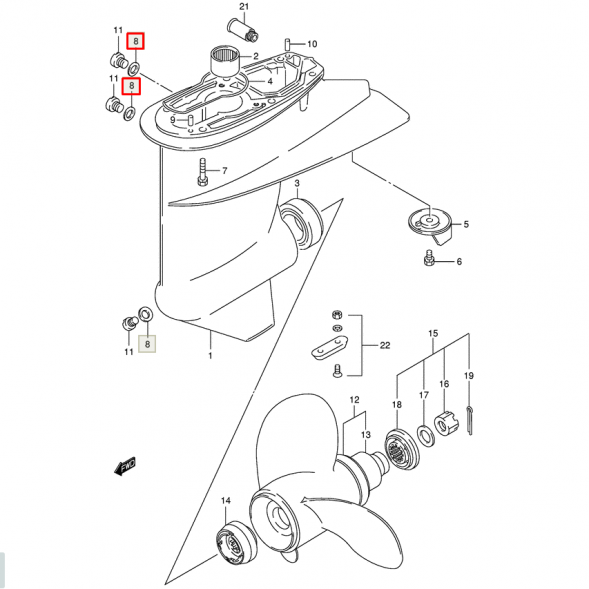 Прокладка пробки редуктора Suzuki DT4-225, DF2.5-140 (10х17х1.5) (Omax 2)