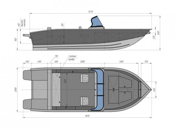 Моторная лодка, Триера 540 FISH, белый