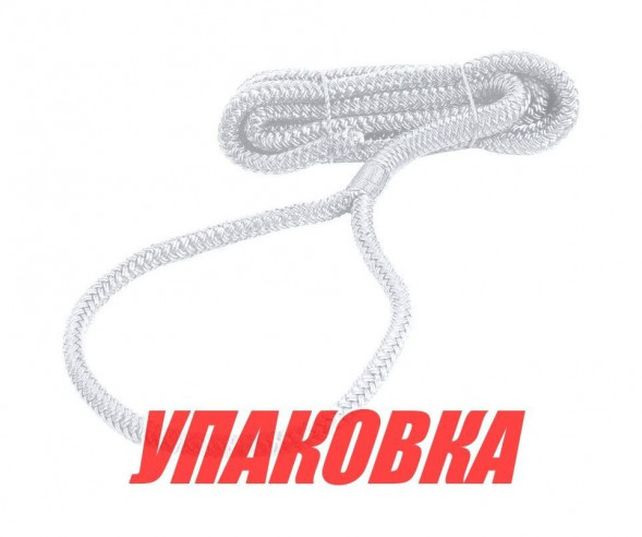 Веревка из сверхпрочного полиэфира с огонами для крепления кранца, d8 мм, L1,5 м, белый (упаковка из 4 шт.)