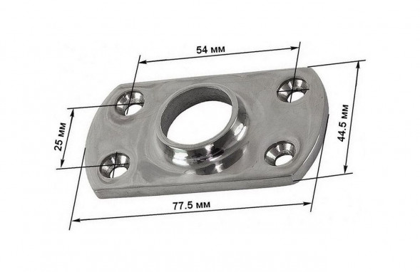 Основание стойки леера 7/8&quot; (22 мм), 90 град, прямоугольное под сварку