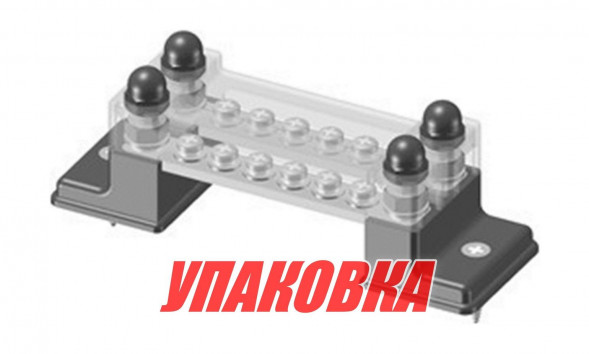 Колодка распределительная электромонтажная с защитной крышкой, 2 планки по 6 контактов (упаковка из 4 шт.)