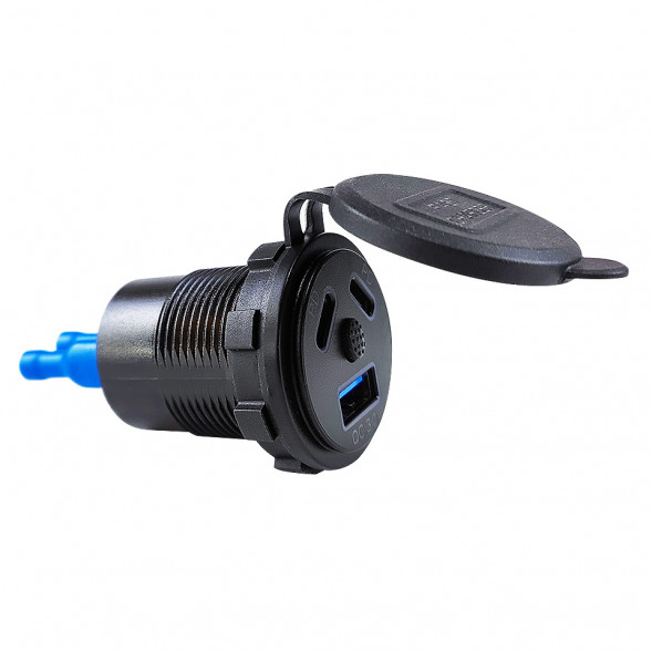 Гнездо зарядное, USB+ 2 Type C + кнопка включения