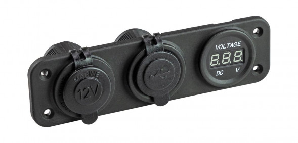 Панель с USB-разъемом 5в 2.1А, прикуривателем и вольтметром