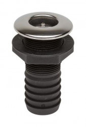 Разъем водосброса пластиковый с крышкой из нержавеющей стали и обратным клапаном под шланг 38 мм, черный