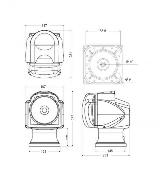 Прожектор с дистанционным управлением, белый корпус, ксенон, джойстик и брелок, модель 971