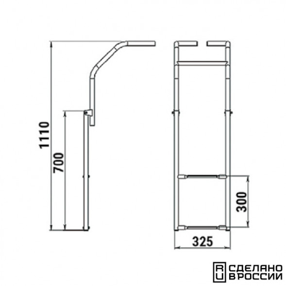 Трап складной для надувных лодок, 2 черных ступени (ширина 325 мм.)
