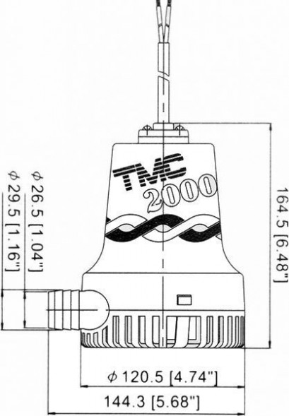 Помпа осушительная, 12 В, 2000GPH (7570 л/ч)