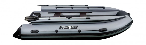 Надувная лодка ПВХ, RiverBoats RB 410, AL, черно-серый