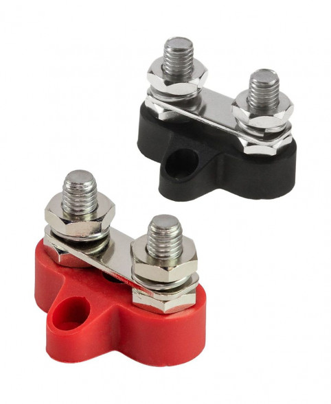 Клемма-штифт двойная с перемычкой, M8, красная/черная
