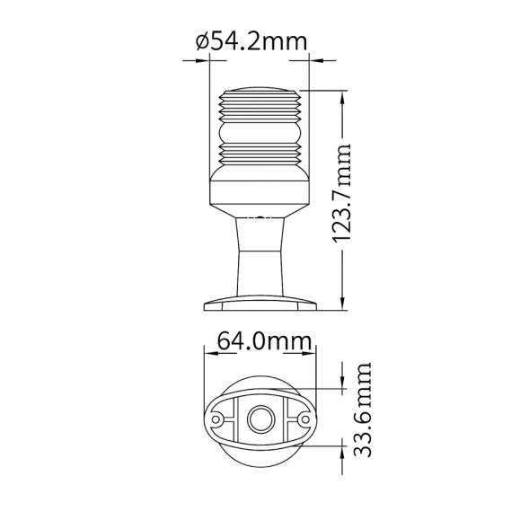 Огонь клотиковый (стояночный) Skipper на стойке, 4&quot;, пластик, лампа накаливания, белый