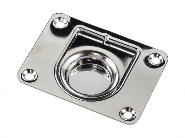 Ручка палубная потайная 76х56х1 мм, нержавеющая, подпружиненная (упаковка из 15 шт.)