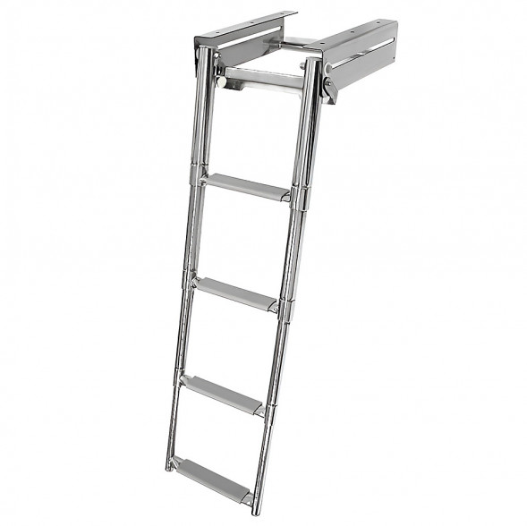 Трап телескопический выдвижной с фиксирующим механизмом, 4 серых ступени (ширина 294 мм.)