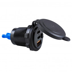 Гнездо зарядное, USB + 2 Type C +  кнопка включения