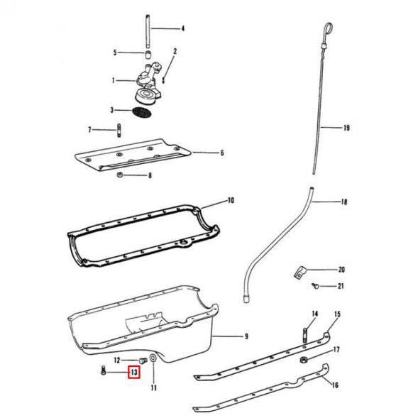 Болт маслянного поддона стальной диам. 6,35 мм. MERCRUISER (Quicksilver)