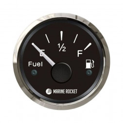 Указатель уровня топлива 240-33 Ом (US), черный циферблат, нержавеющий ободок, д. 52 мм, Marine Rocket