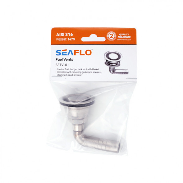 Горловина вентиляционная с установкой заподлицо Seaflo с угловым патрубком, 16 мм