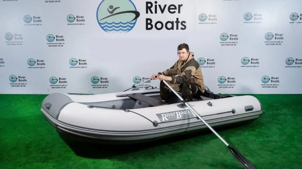 Надувная лодка ПВХ, RiverBoats RB 350 НДНД, серо-оранжевый