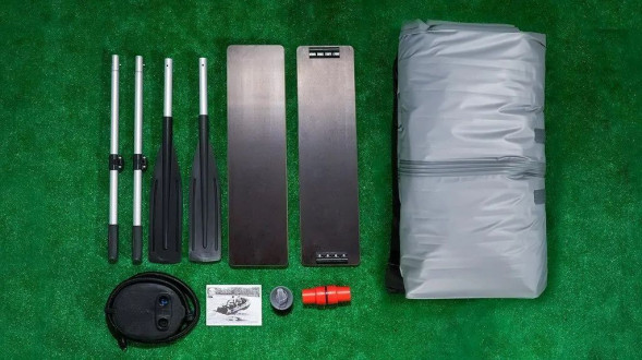 Надувная лодка ПВХ, RiverBoats RB 350 НДНД, серо-оранжевый