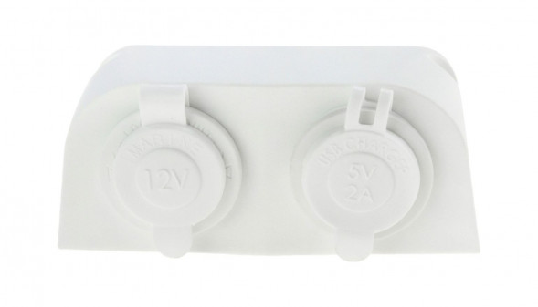 Разъем USB 5В 2.1А и прикуриватель для крепления на приборную панель, белый