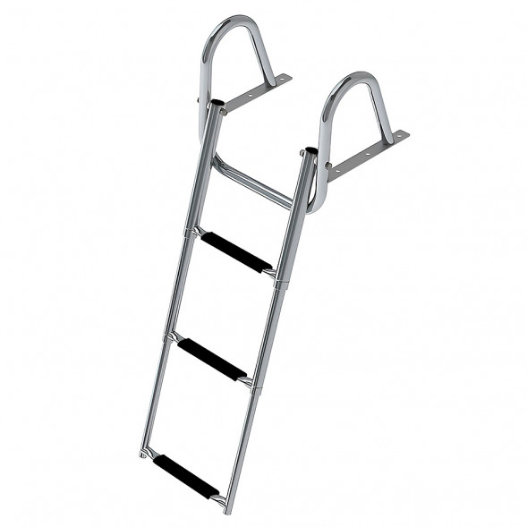 Трап телескопический с поручнем, 3 черных ступени (ширина 350 мм.)