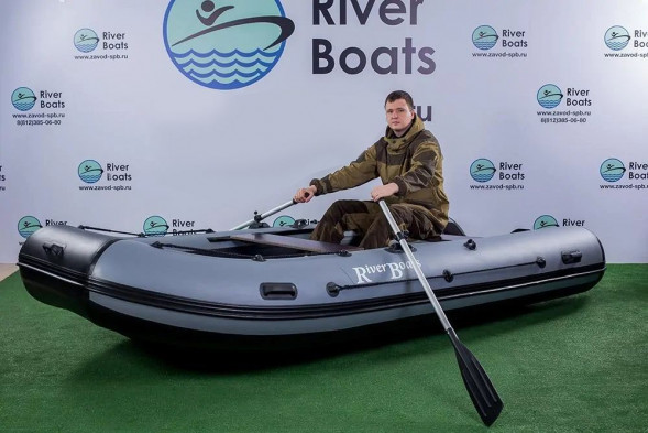 Надувная лодка ПВХ, RiverBoats RB 370 НДНД, серо-белый
