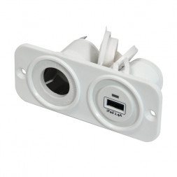 Панель с USB-разъемом 5В/2.4А и прикуривателем, белая