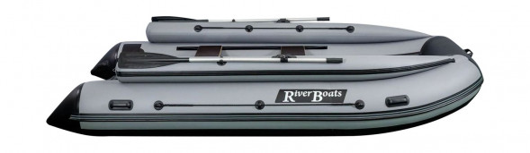 Надувная лодка ПВХ, RiverBoats RB 370 НДНД, ф/б, серо-оранжевый