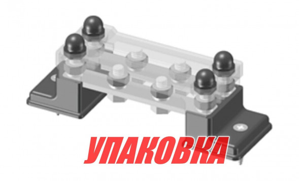 Колодка распределительная электромонтажная с защитной крышкой, 2 планки по 4 контактов (упаковка из 4 шт.)