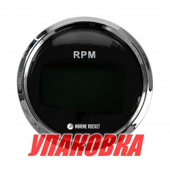 Тахометр 0-8000 об/мин со счетчиком моточасов делитель 1-10, черный циферблат, нержавеющий ободок, Marine Rocket (упаковка из 8 шт.)