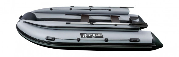 Надувная лодка ПВХ, RiverBoats RB 390 НДНД, ф/б, серо-оранжевый