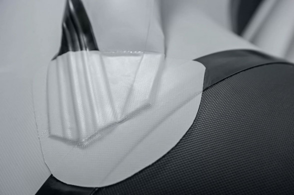 Надувная лодка ПВХ, RiverBoats RB 390 НДНД, ф/б, серо-оранжевый