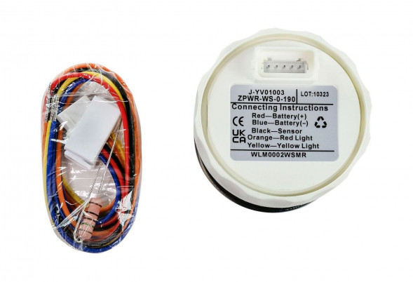 Указатель уровня пресной воды 0-190 Ом (ЕВРО), белый циферблат, нержавеющий ободок, д. 52 мм, Marine Rocket