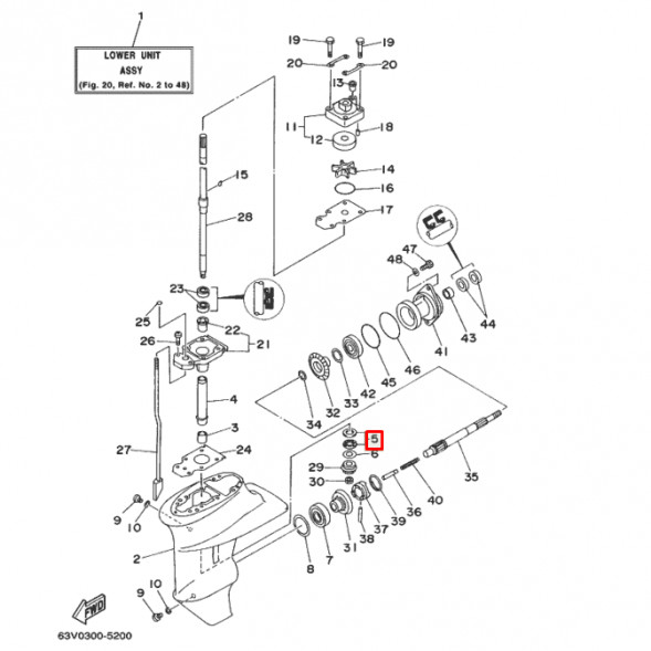 Подшипник роликовый Yamaha 9.9-15, F8-15 (15x28x2) (RT)