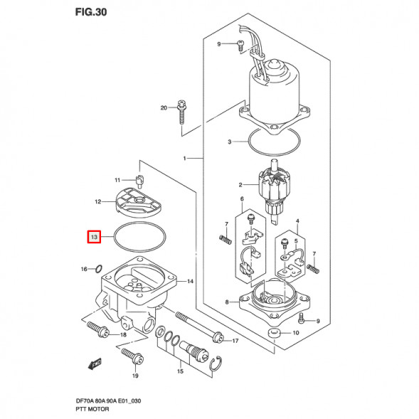 Кольцо уплотнительное гидроподъемника Suzuki DT65-85; DF60-350A (48585-95E00) (Suzuki)