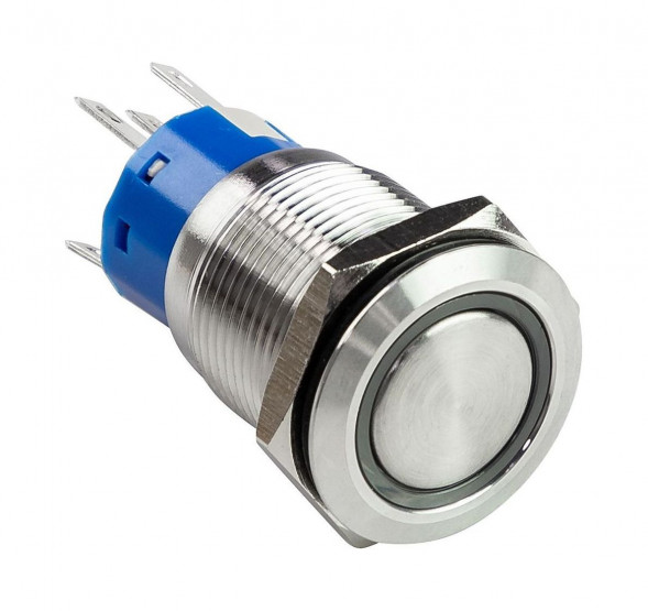 Кнопка с фиксацией, подсветка красная, 12 В,