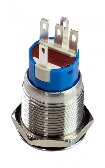 Кнопка с фиксацией, подсветка красная, 12 В,