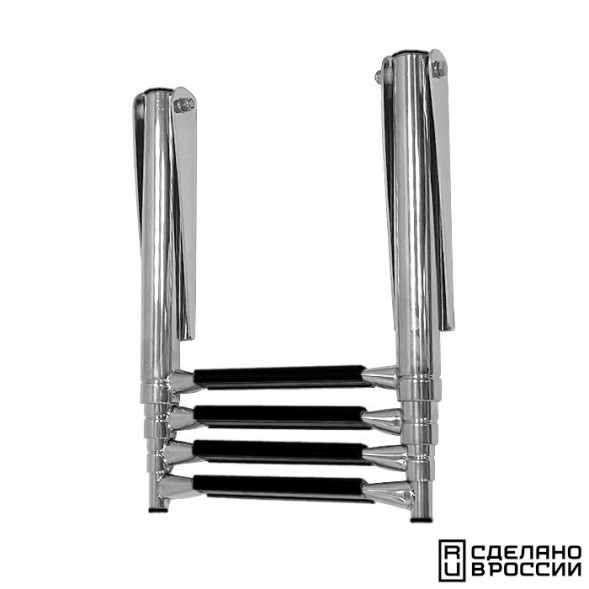 Трап телескопический складной узкий, 4 черных ступени (ширина 264 мм.)