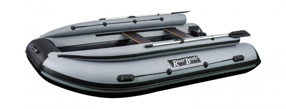 Надувная лодка ПВХ, RiverBoats RB 390 НДНД, ф/б, серо-белый