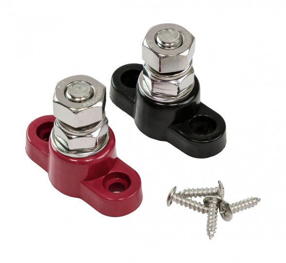Клемма-штифт одинарная, M10, черная/красная