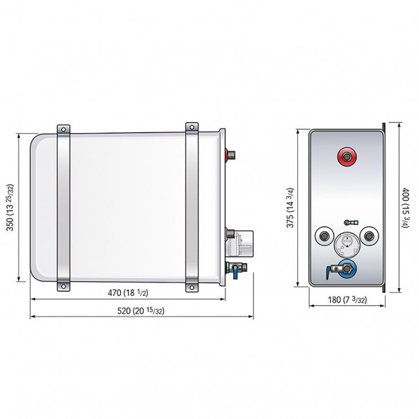 Бойлер прямоугольный, 16 л