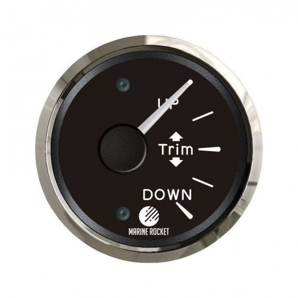 Трим-указатель Mercury, черный циферблат, нержавеющий ободок, д. 52 мм, Marine Rocket